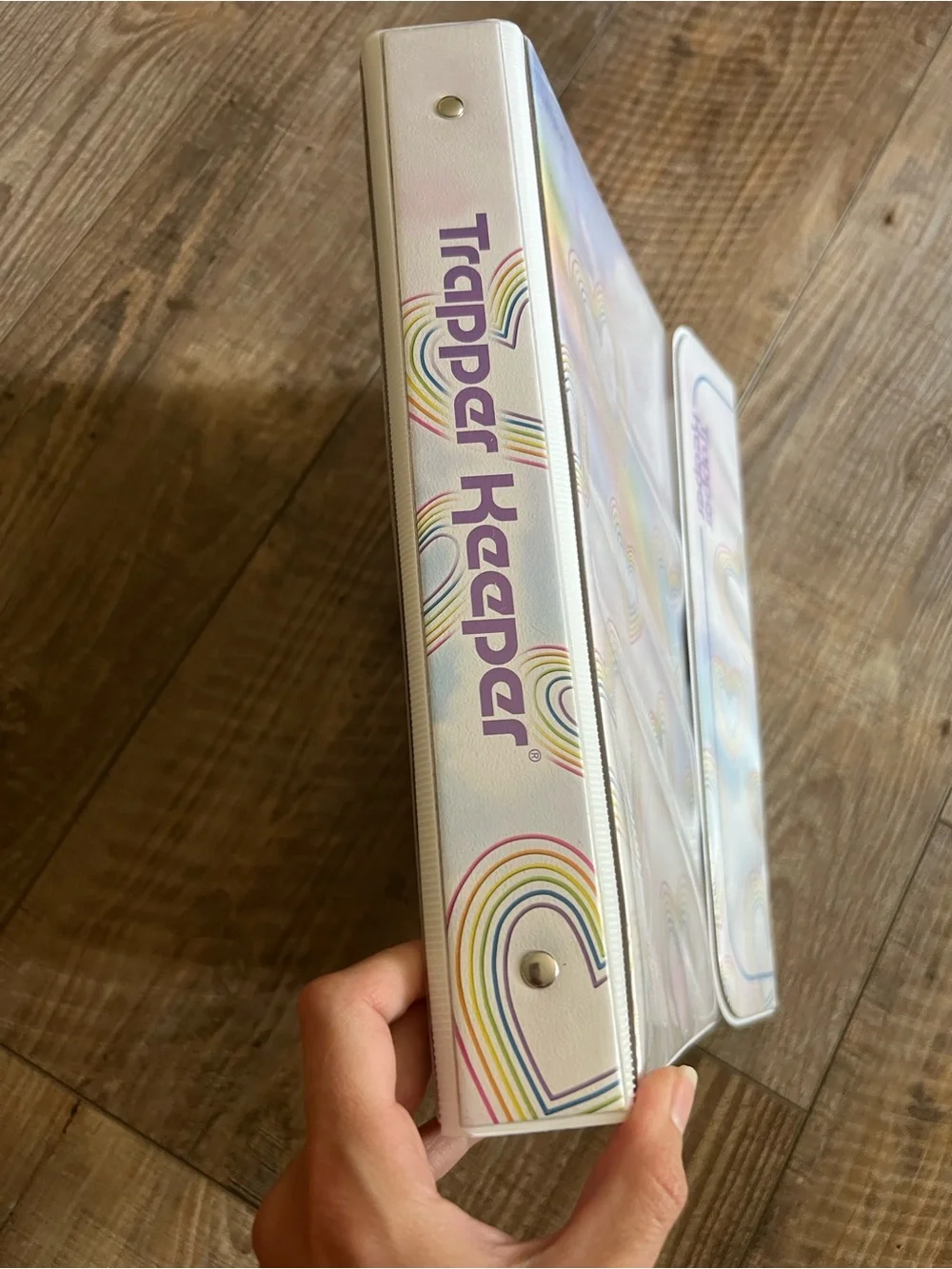 Trapper Keeper Organizer with Pastel Rainbow Hearts - Pink